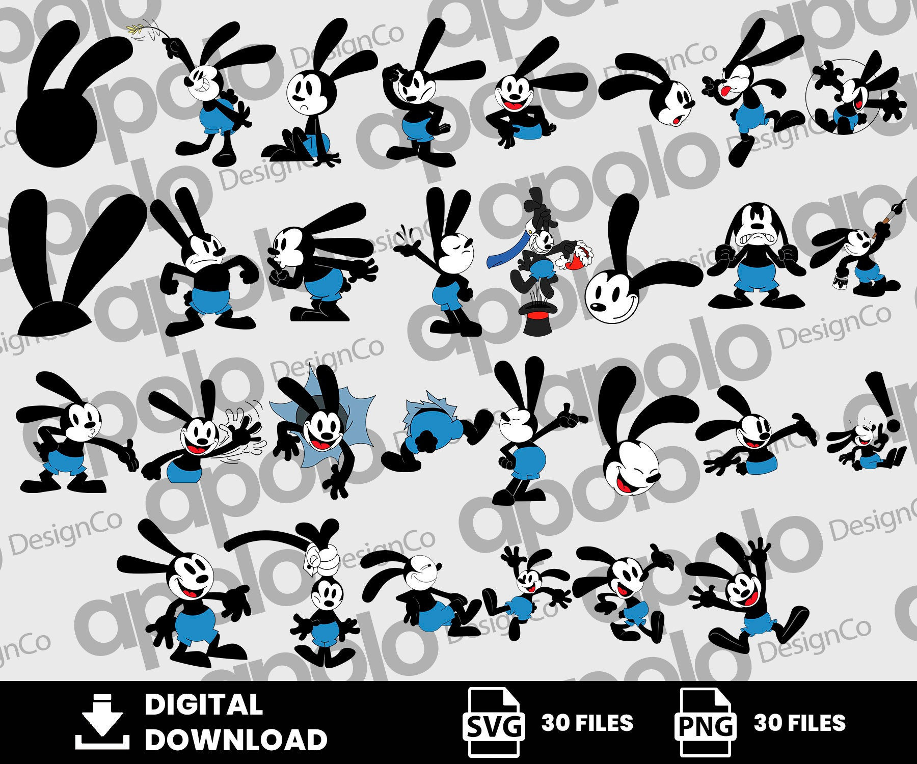 Clipart, Oswald Svg, Lucky Rabbit Svg, Rabbit Svg, Love Svg, Animation ...