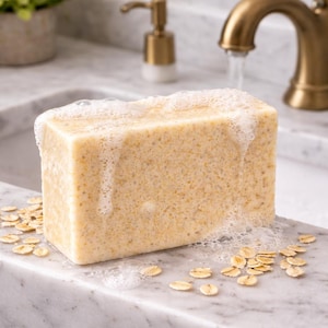 Exfoliating Oatmeal Soap Bar: Sensitive Skin, No Fragrance, Eczema, Dry Skin, Psoriasis, 5oz Bar