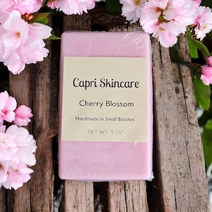 Cherry Blossom Soap,Handcrafted Natural Soap Bar, Winter Fragrance, Luxury Soap, Christmas Gift (5 oz)