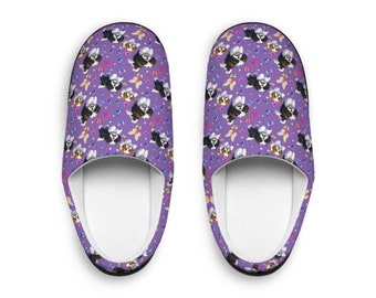 Shih Tzu Dogs and Butterflies, Purple Women's Indoor Slippers - Fun Fashion Design for Casual Wear, Soft Comfortable House Shoe - Sizes 7-12