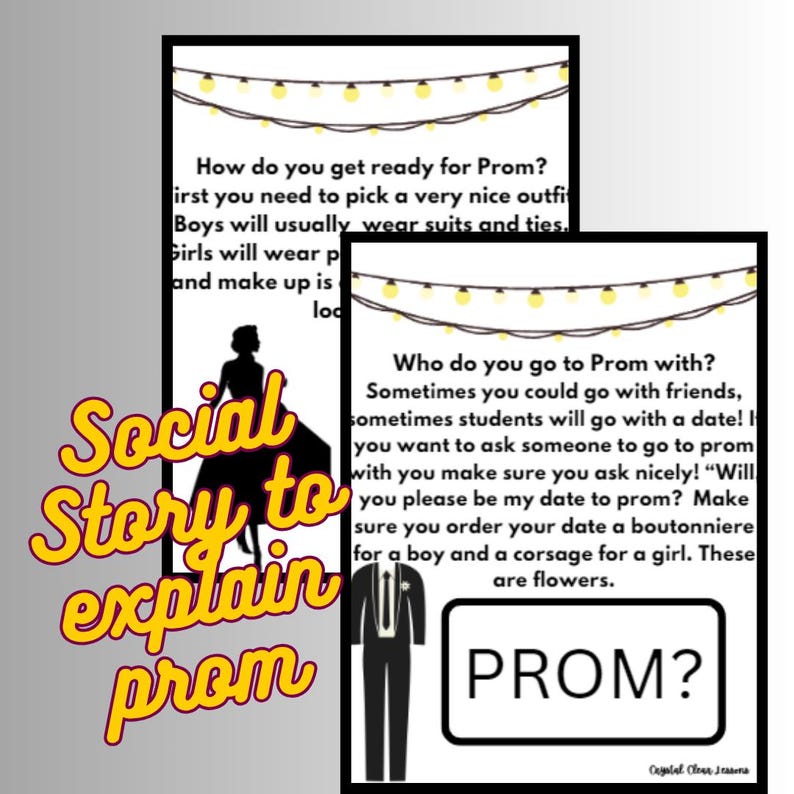 Prom Social Story & Activities – Life Skills and Special Needs (25-page ...