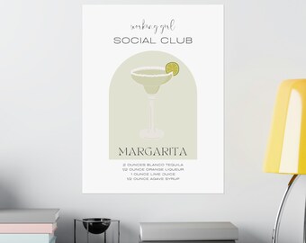Margarita Cocktail Print | Trendy Poster Wall Decor | Chic Tequila & Lime Drink, Working Girl Social Club, Home Wall Art, Bar Cart