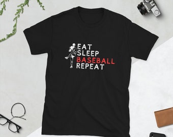 Eat Sleep Baseball Repeat Baseball Player Funny Baseball T-Shirt Short-Sleeve Unisex T-Shirt