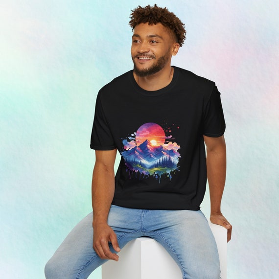 Mountain Sunset Unisex Softstyle T-shirt Gift for Nature Lover