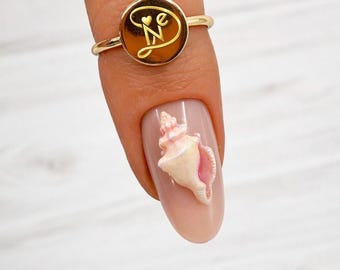 2pcs 3D Iridescent Seashell Nail Charm, Conch Shell Beach Nail Art, Summer Ocean Nails, Luxury Nail Accessory