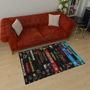 Retro Movies, VHS Films, Horror, Modern Rug, Colorful Rug, Art Rug, Movie Rug, Home Decor Rug, Non slip Rug, Carpet, Popular Rug, Area Rug