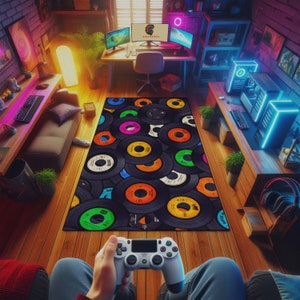 Records Rug, Music Room Floor Rugs, Record Pattern Rug, Popular Rug, Fantastic Rug, Album Rug, Living Room Rug,Musical Records, Non-Slip Rug