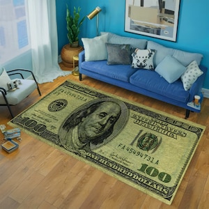 100 Dollar Bill Area Rug, Money Rug,Rich Rug,Dollar Rug,Cool Rug, Boss Rug, 100 Dollar, Dollar Money Rug, Luxury Money Rug Runne