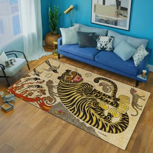 Tiger Rug,Tiger Pattern Rugs,Animal Themed Rug,Cool Animal,Living Room Rug, Colorful Rugs,Big Cat Rug,Living Room Decor, Non Slip Rug