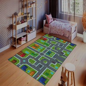 Kids Rug, City Road Rug, Activity Rug, Nursery Rug, World Road Rug, Non-slip Play Mat, Metropolis City Play Rug, Kinderkarten,Kids Play Rug