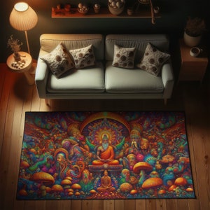 Dywan Trippy Mushroom, Dywan Miłośników Grzybów, Dywan Magiczny Grzyb Do Wystroju Pokoju Hippie, Dywan Psychodeliczny, Dywan Trippy, Dywan Iluzjonistyczny, Monroe
