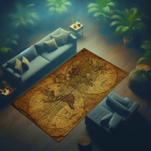 Alfombra moderna, Alfombra de mapa del viejo mundo, Alfombra de mapa vintage, Alfombra de mapa del mundo vintage, Alfombras personalizadas, Mapa del viejo mundo, Alfombra clásica, Alfombra de mapa antiguo