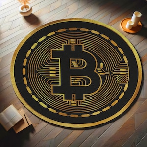 Bitcoin Rug, 3D Bitcoin Rug, Bitcoin Area Rug Living Room Non-Slip Carpet, Cool Office Decor, Gift for Him, Non-slip Rug, Popular Rug