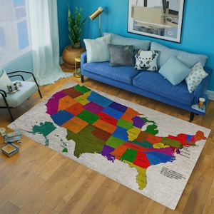 Teppich der USA, Karte Kinderteppich, Teppich der USA, Karte für Kinder, Designteppich, Teppich, Design Teppich