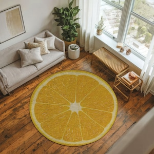 ORANGE RUG | Orange Tufted Rug - Orange Decor- Kitchen Rug - Housewarming Gift - Bedroom Rug - Washable Rug - Fruit Rug - Dorm Decoration