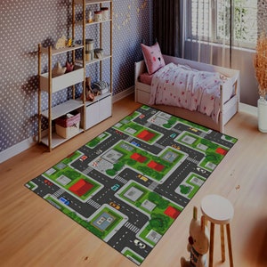 Kids Rug, City Road Rug, Activity Rug, Nursery Rug, World Road Rug, Non-slip Play Mat, Metropolis City Play Rug, Kinderkarten,Kids Play Rug
