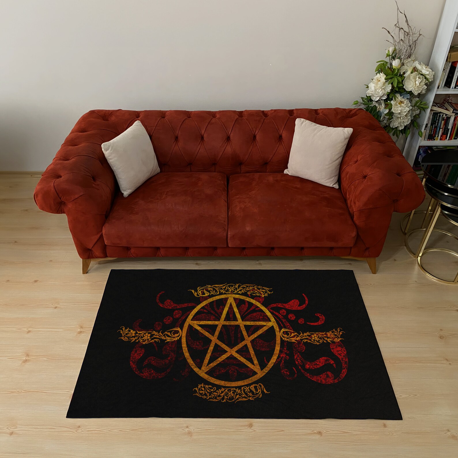 Pentagram Satanism Rug, Satan Ritual Rug, Baphomet Decor,living Room ...