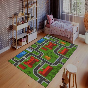 Kids Rug, City Road Rug, Activity Rug, Nursery Rug, World Road Rug, Non-slip Play Mat, Metropolis City Play Rug, Kinderkarten,Kids Play Rug