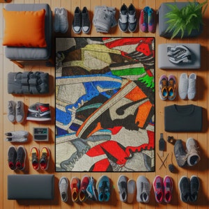 Sneakers Rug, Hypebeast Rug, Shoes Rug, Custom Sneakers, Sneakers Mat, Popular Shoes Rug, Sneaker Art, Rug For Living Room, Street Cool Rug