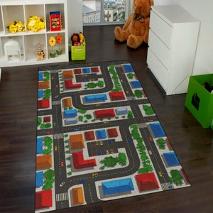 Kids Rug, City Road Rug, Activity Rug, Nursery Rug, World Road Rug, Non-slip Play Mat, Metropolis City Play Rug, Kinderkarten,Kids Play Rug