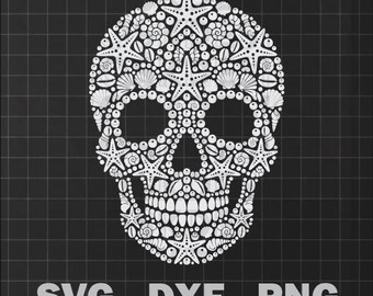 Beach Life Skull SVG - Summer Coastal Gothic Design for Vinyl Decal, T-Shirt, Totebag, Mug
