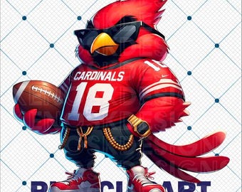Cardinals Football Mascot PNG, Sports Clipart (Digital Download)