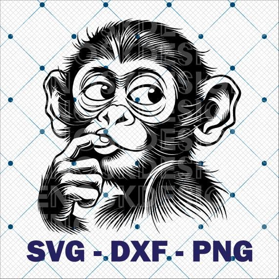 Funny Monkey Face SVG, Animal Print Clipart, Digital Download, Cute Cartoon Monkey Image, DIY Graphic for T-shirts, Funny Monkey Graphic