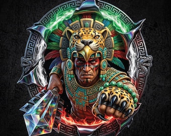 Aztec Jaguar Warrior PNG, Mayan Warrior Sublimation Design, Mexican Pride Digital Download