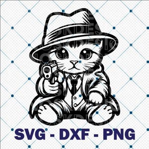 Gangster Cat SVG, Cool Cat SVG, Streetwear Kitty Design, Hip Hop Feline Graphic, Animal Lover Gift, Urban Gangster Kitty SVG, cat svg