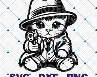 Gangster Katze SVG, coole Katze SVG, Streetwear Kitty Design, Hip Hop Feline Grafik, Tierliebhaber Geschenk, Urban Gangster Kitty SVG, Katze svg