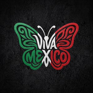 Viva Mexico PNG, Mexiko Flagge Schmetterling Design, mexikanischer Stolz Digital Download