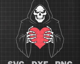 Grim Reaper with Heart SVG DXF PNG | Dark Romance Clipart | Valentine's Day Gothic Design