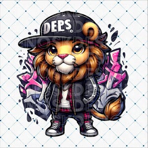 Lion Clipart, Lion PNG, Cartoon Style Tee, Lion Shirt, Lion Lover Gift Idea, Unique Tee, Lion Illustration