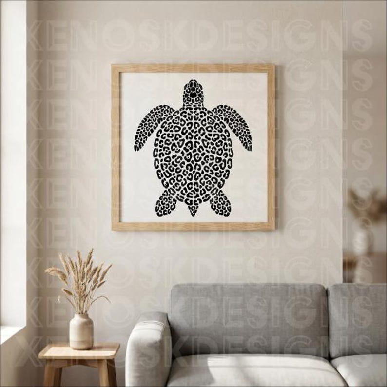 Leopard Print Sea Turtle SVG DXF PNG - Beach Animal Graphic Vector ...