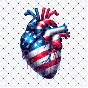 American Flag Heart PNG Clipart, Patriotic Digital Download, Independence Day Clip Art, USA Flag Graphic, USA Flag Heart png