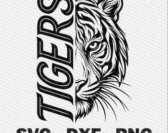 Tigers Mascot SVG, High School Tigers Sports Team PNG DXF Cricut Digital Download