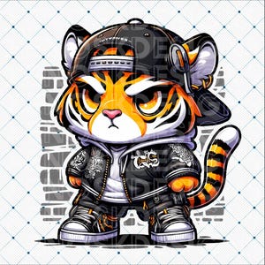 Tiger Clipart, Tiger PNG, Cartoon Style Tee, Tiger Shirt, Tiger Lover Gift Idea, Unique Tee, Tiger Illustration