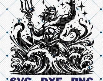 Poseidon SVG Digital Download, Greek Mythology Clipart, Mythological God Art, Mount Olympus Design, Myth Lover Gift, Ancient Greece God