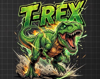 T-Rex Dinosaur Mascot PNG - Green Tyrannosaurus Rex Digital Download - Monster Graphic for T-Shirt Design