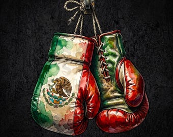 Mexican Flag Boxing Gloves PNG, Mexico Boxer Sublimation Design, Mexican Pride Digital Download