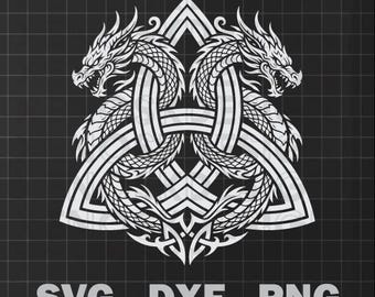 Twin Dragon Triquetra SVG - mythologie symbool ontwerp voor vinyl decal, T-shirt, enz