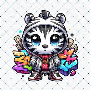 Zebra Clipart, Zebra PNG, Cartoon Style Tee, Zebra Shirt, Zebra Lover Gift Idea, Unique Tee, Zebra Illustration