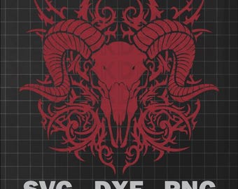 Ram Skull SVG | Tribal Horned Sheep Skull Clipart | Gothic Animal Head Cut File