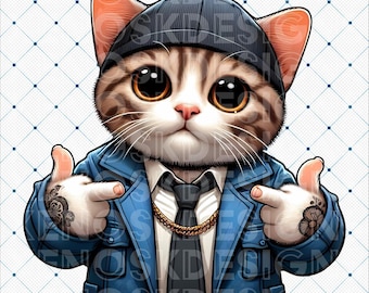 Gangster Kitty PNG Clipart, Urban Cat Grafik (4097x4097 px)