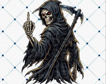Grim Reaper Middle Finger PNG, Bad Attitude Reaper Clipart, Gothic Dark Art Digital Download