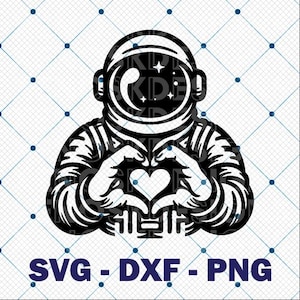 Astronaut SVG File, Space Clipart, Rocket Ship Cut File, Science Fiction Design, Digital Download, Heart Love Valentine svg, Shape Heart