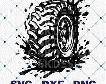 Mud Tire Splatter SVG - Off Road 4x4 Tire Tread Clipart - Jeep & Truck Cut File