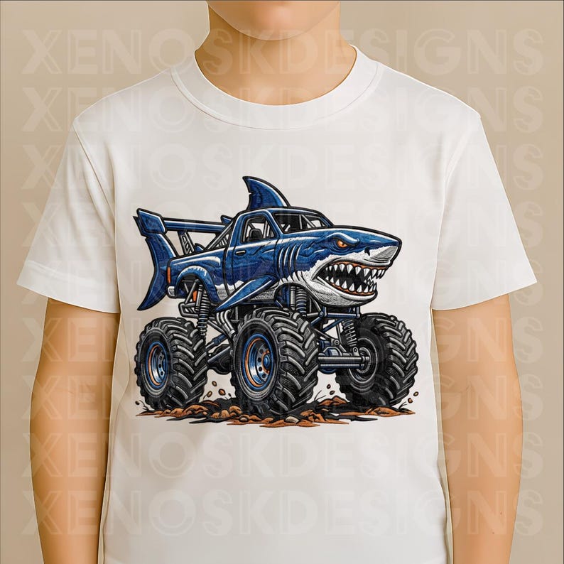 Shark Monster Truck PNG - Graphics for T-Shirts - Monster Jam Clipart Digital Download image 4
