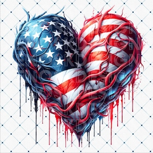 American Flag Heart PNG Clipart, Patriotic Digital Download, Independence Day Clip Art, USA Flag Graphic, USA Flag Heart Clipart