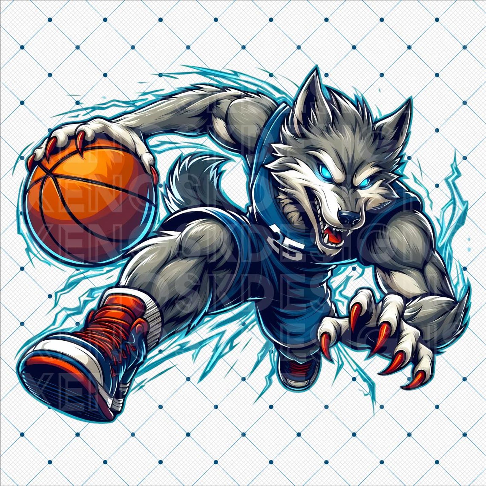Basketball Wolves Mascot PNG: School Team Sport Sublimation (digital ...
